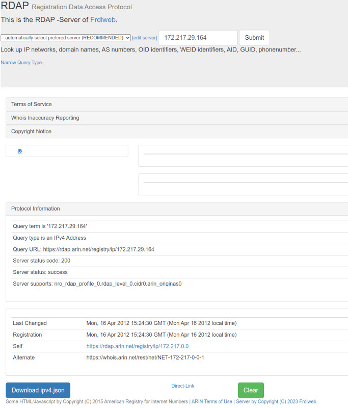 How to Implement a PHP IP Lookup Server that Uses the RDAP to Provide More Detailed Information About IP Address Than using the Whois Protocol